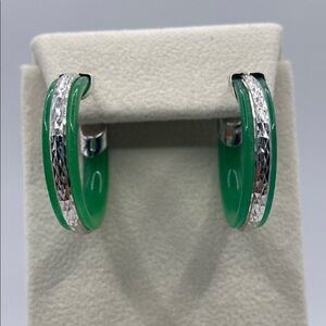 Affinity Gems Sterling Silver 925 Opaque Jade Hoop Earrings Pierced